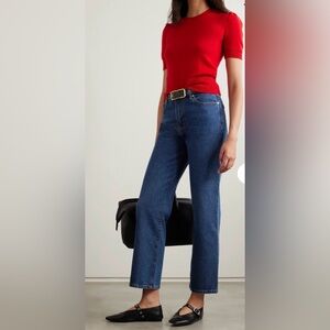 FRAME - Le Jane Ankle cropped high-rise straight-leg organic jeans
